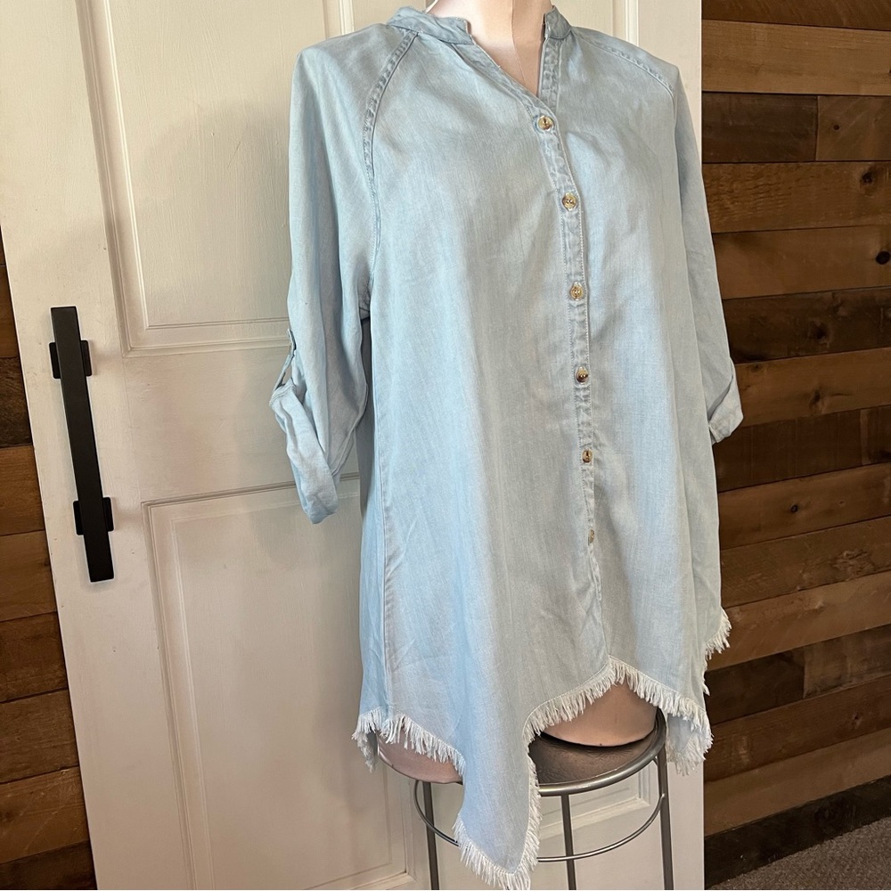 NWT Hester & Orchard Bohemian Super Soft, Jean Shirt with Ragged Hem, Sz… - Picture 6 of 15